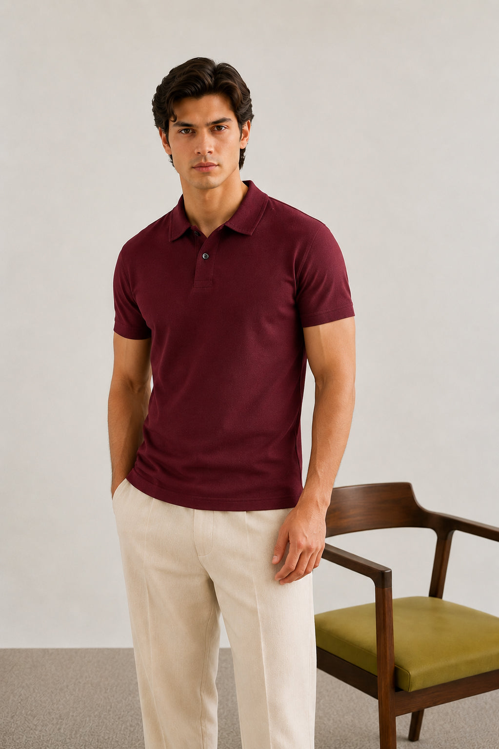 Maroon Basic Polo - Smart Fit- Men