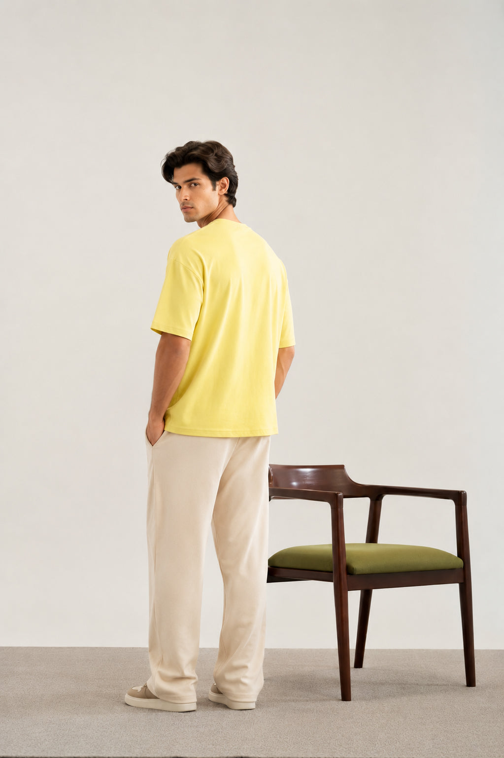 Yellow Interlock Oversized Tee - Men