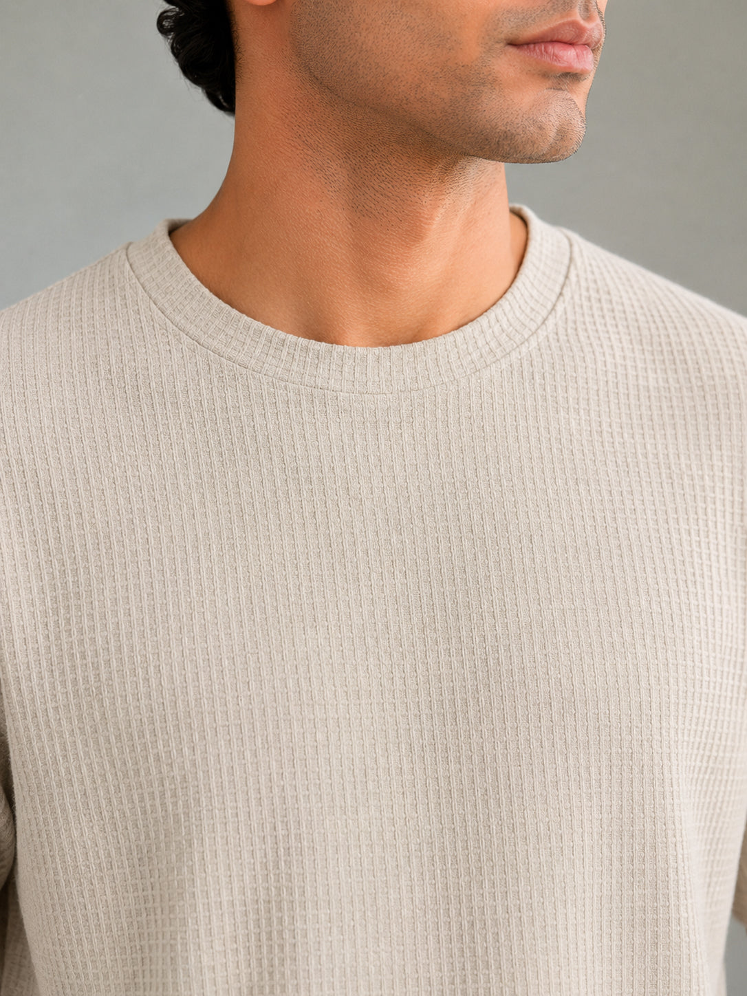Off White Waffle Knit Oversized Tee - Men