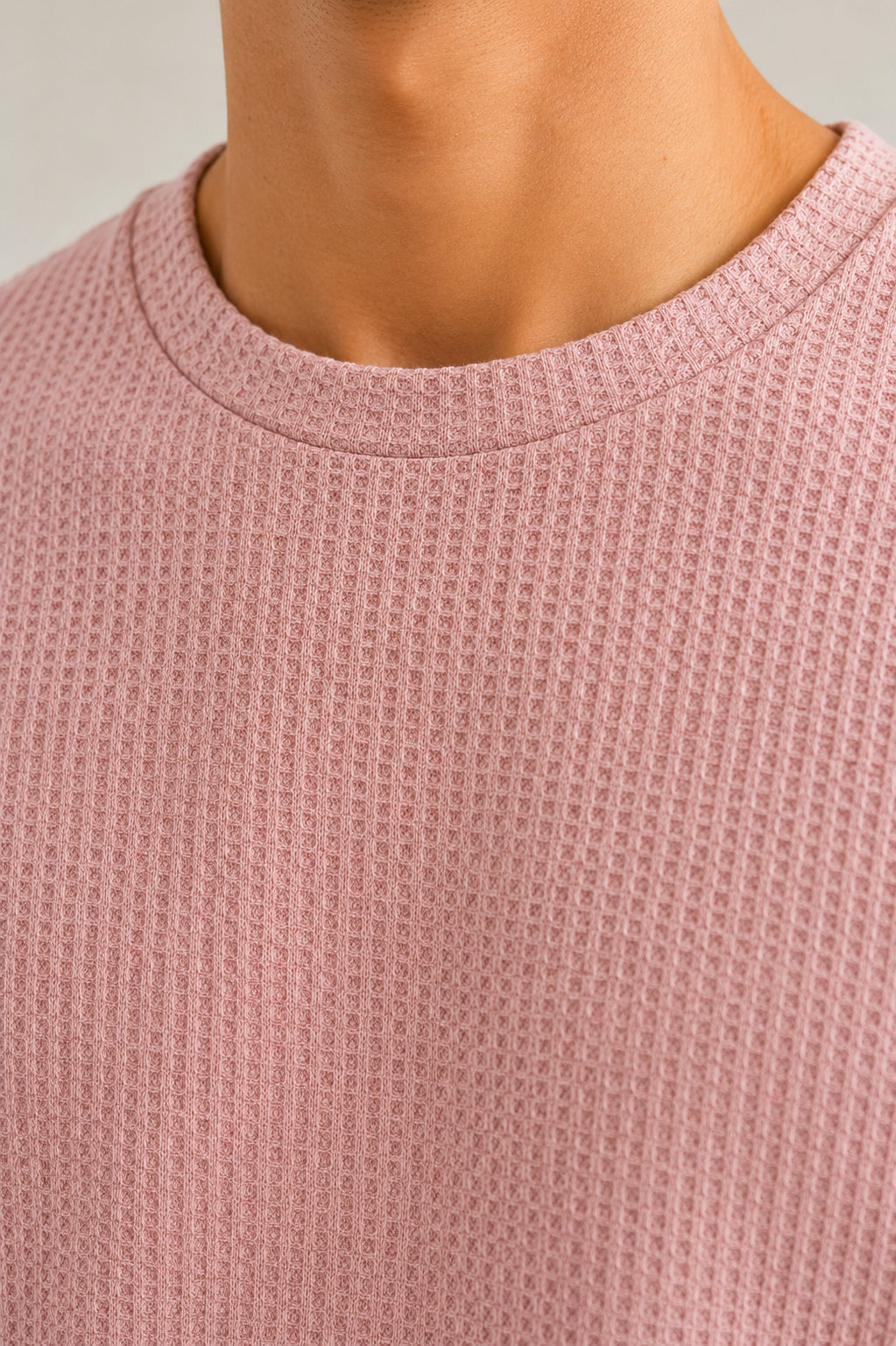 Pearl Pink Waffle Oversized Tee - Men