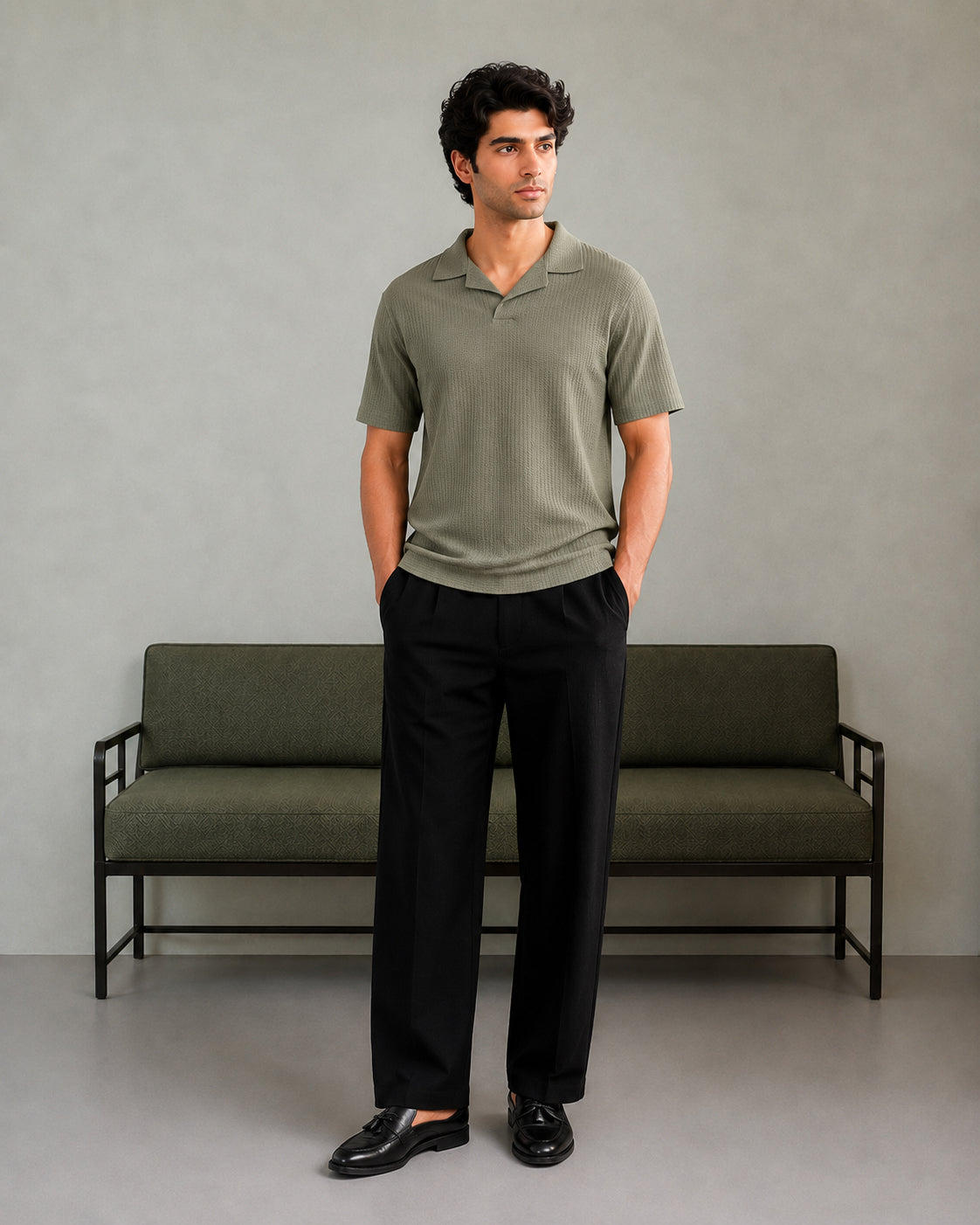Olive Waffle Revere Polo - Smart Fit - Men - Men