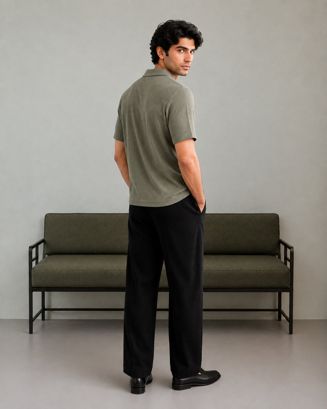 Olive Waffle Revere Polo - Smart Fit - Men - Men