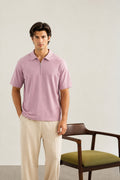 Light Pink Basic Zipper Polo - Smart Fit- Men