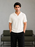 Off White Waffle Revere Polo - Smart Fit - Men