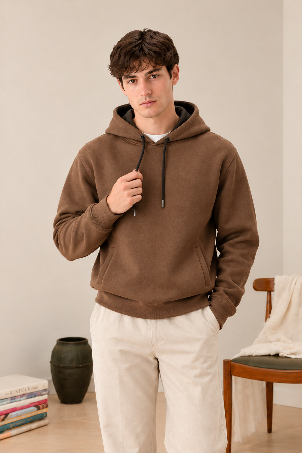 Fondent Brown Fleece Hoodie - Men