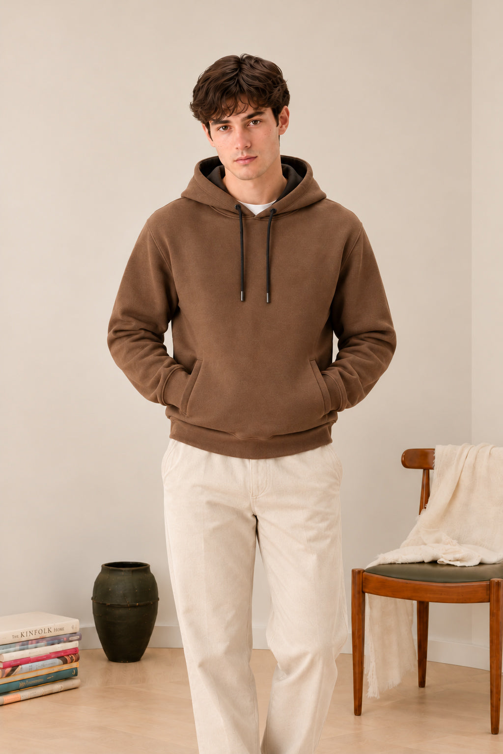 Fondent Brown Fleece Hoodie - Men