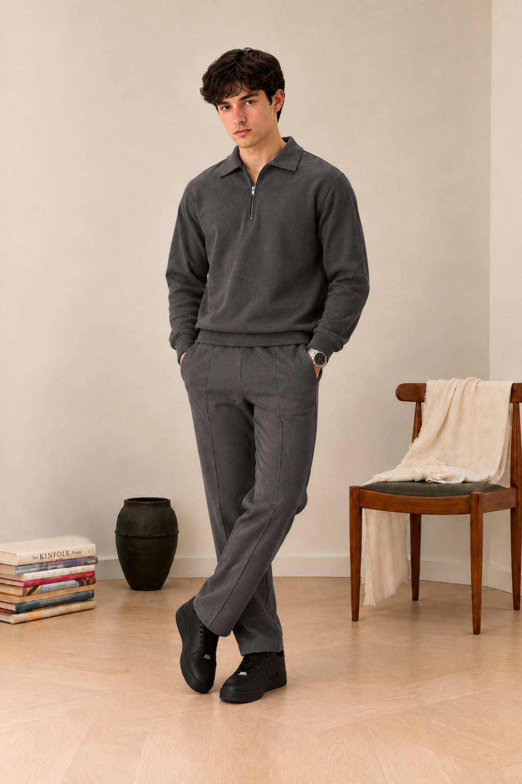 Deep Grey Interlock Co-ord Set - Men