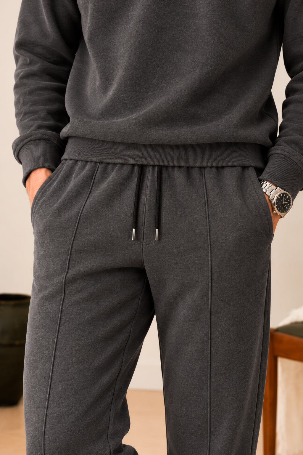 Deep Grey Interlock Co-ord Set - Men