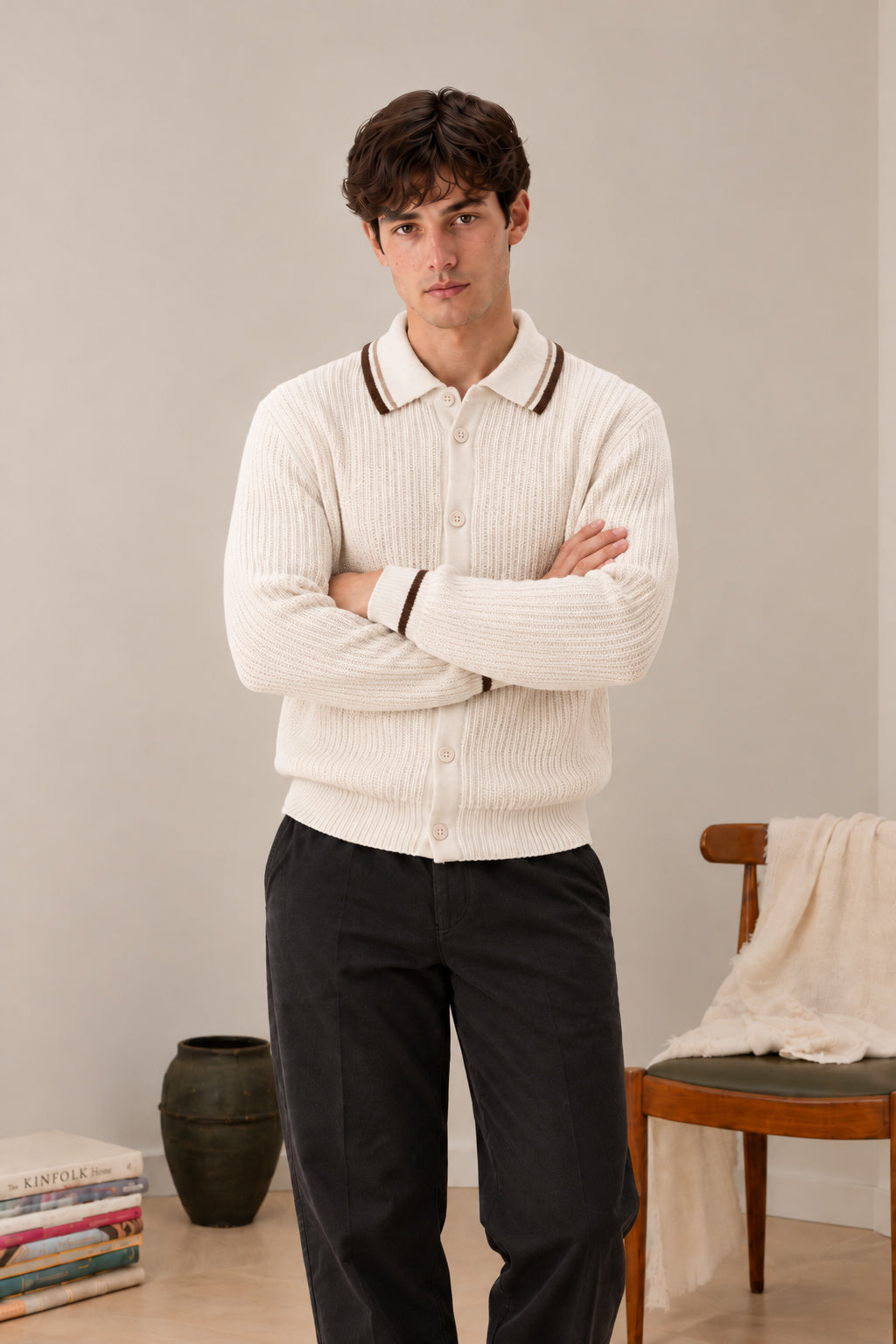Ivory White Button Down Cardigan
