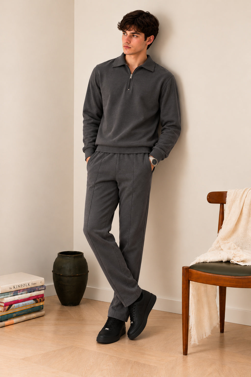 Deep Grey Interlock Co-ord Set - Men