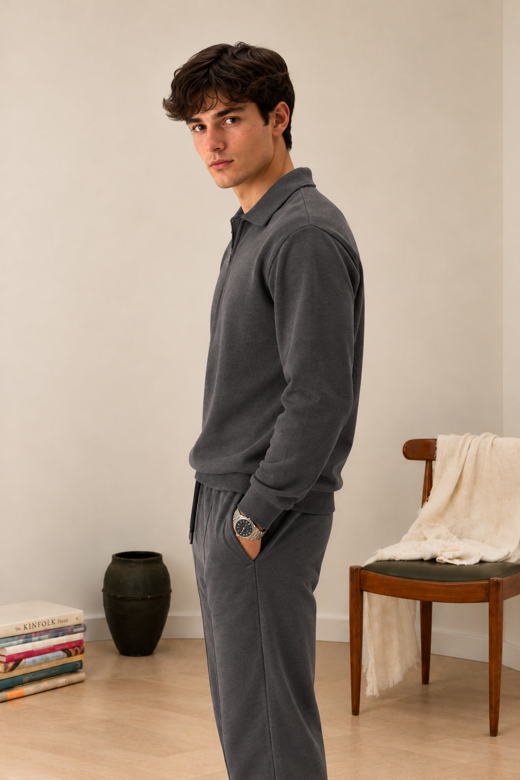 Deep Grey Interlock Co-ord Set - Men