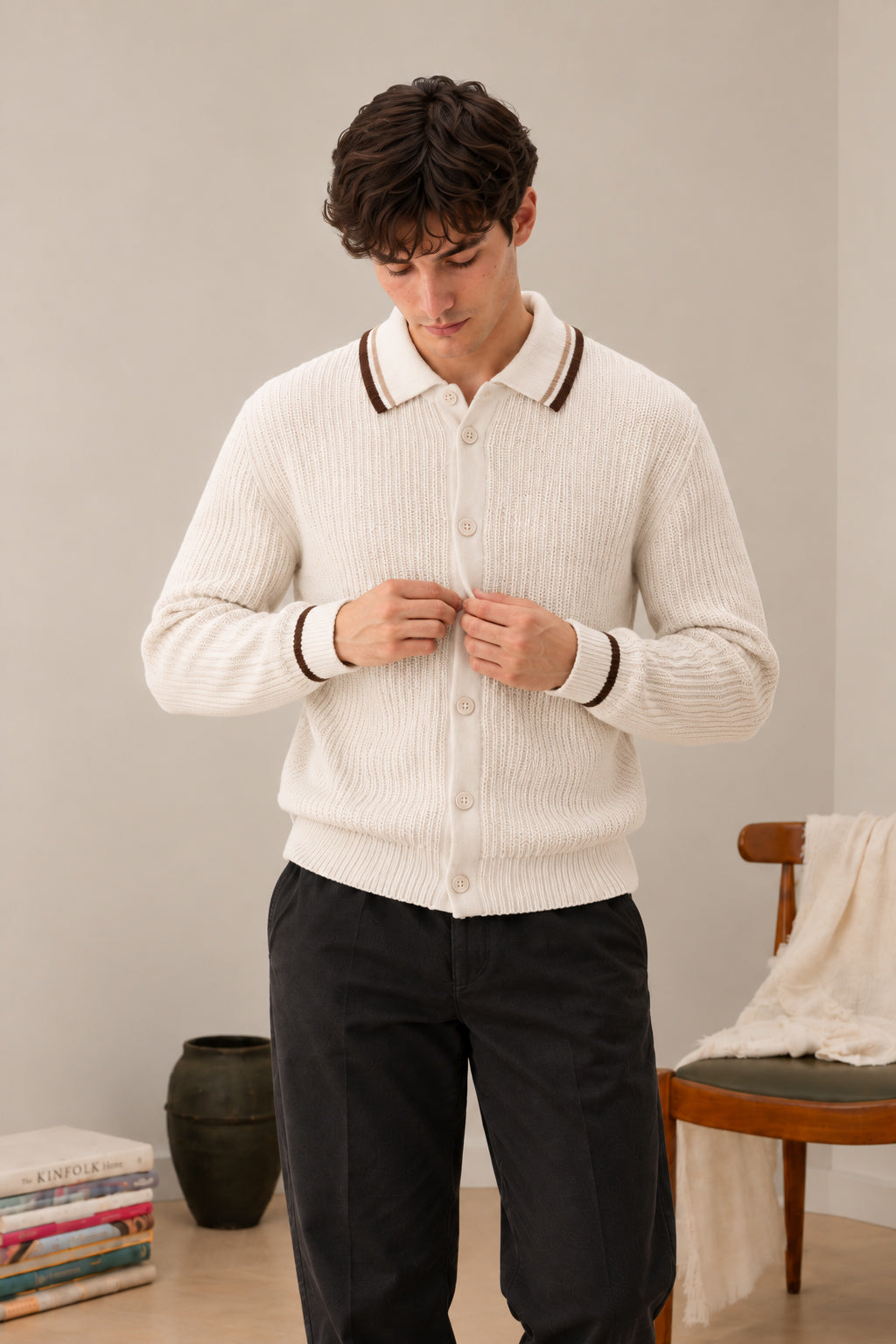 Ivory White Button Down Cardigan