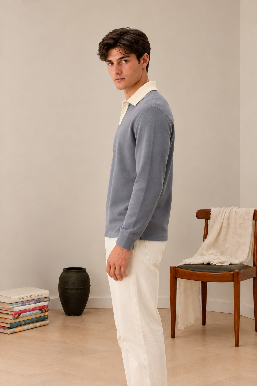 Sapphire Blue Contrast Collar Polo