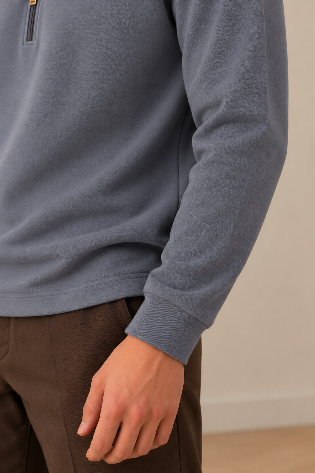 Sapphire Blue Interlock Zip Polo