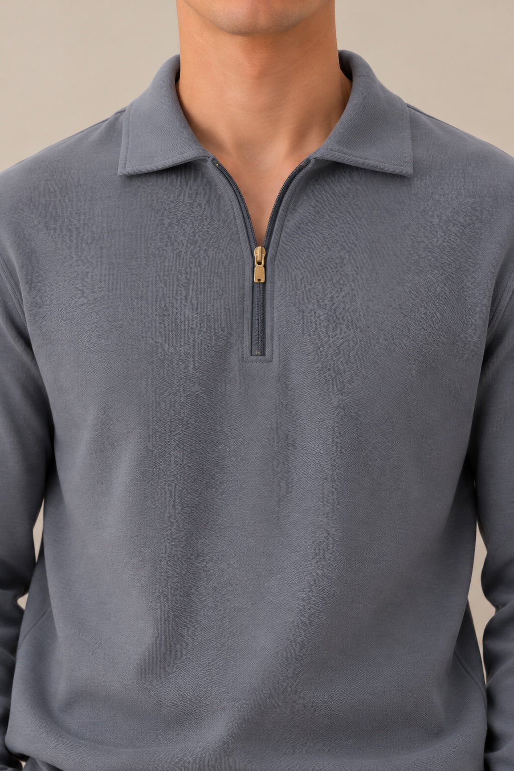 Sapphire Blue Interlock Zip Polo