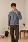 Sapphire Blue Interlock Zip Polo