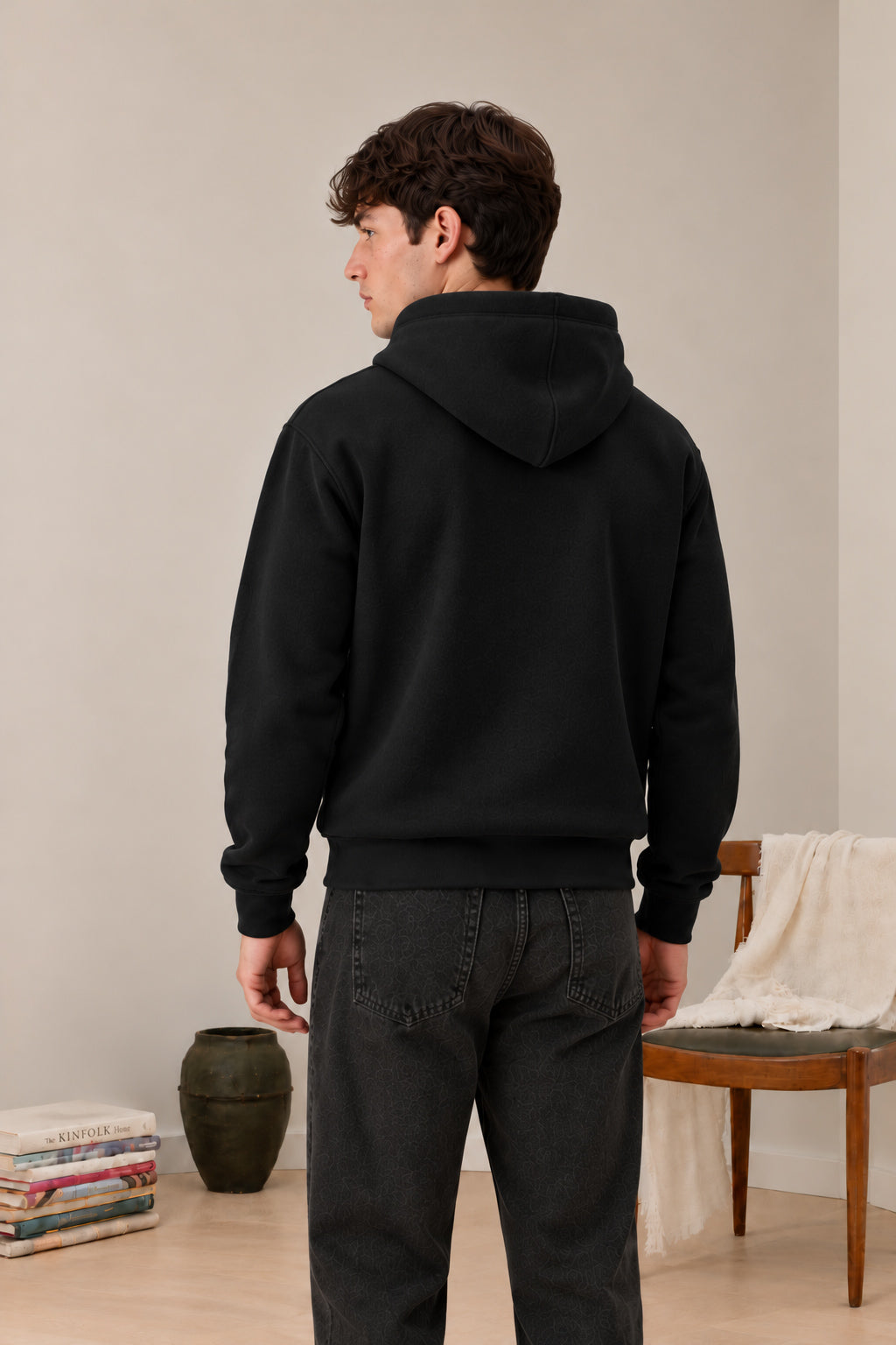 Black Puller Fleece Hoodie - Men