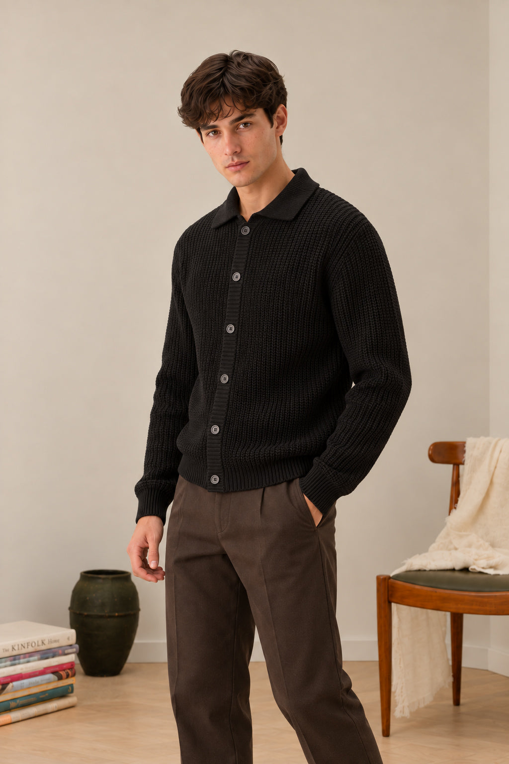 Black Button Down Cardigan