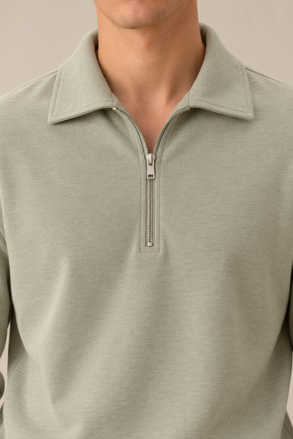 Pishtashio Green Interlock Zip Polo