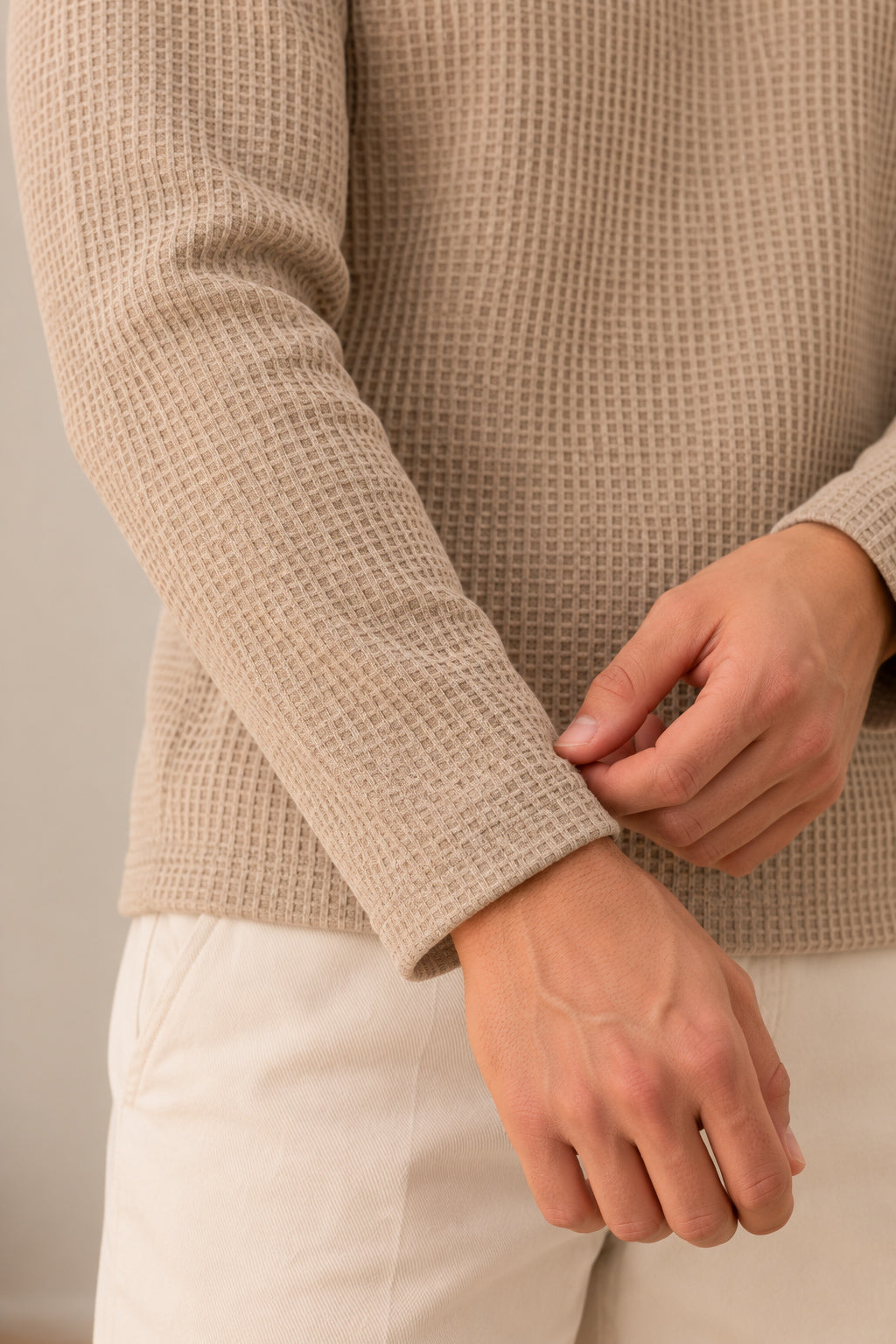 Beige Waffle Knit Tee