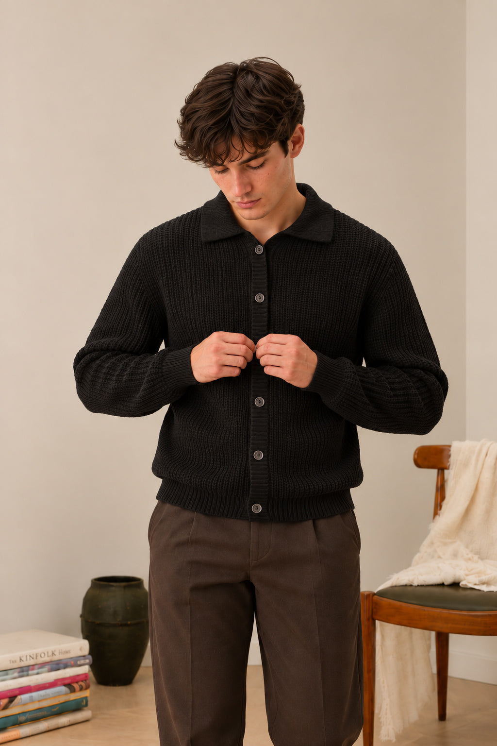 Black Button Down Cardigan