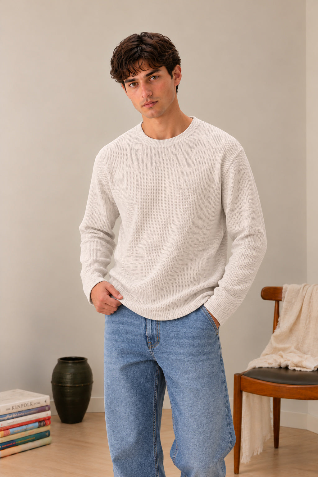 Off White Waffle Knit Tee