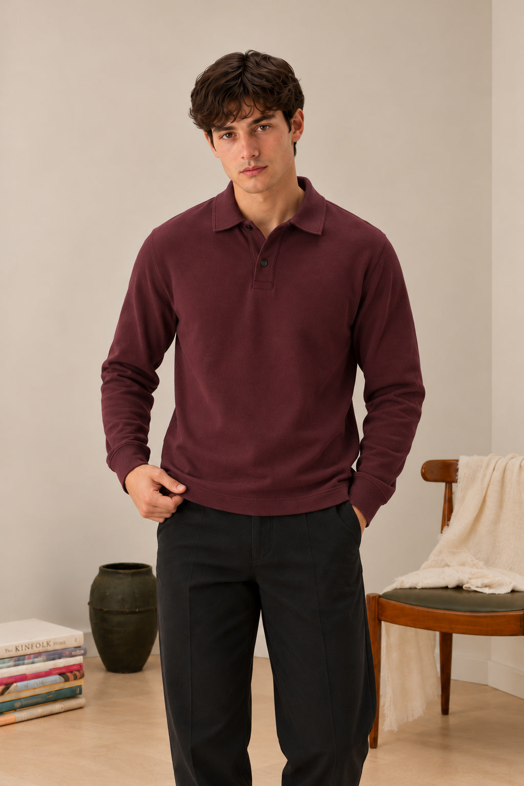 Burgundy Terry Polo