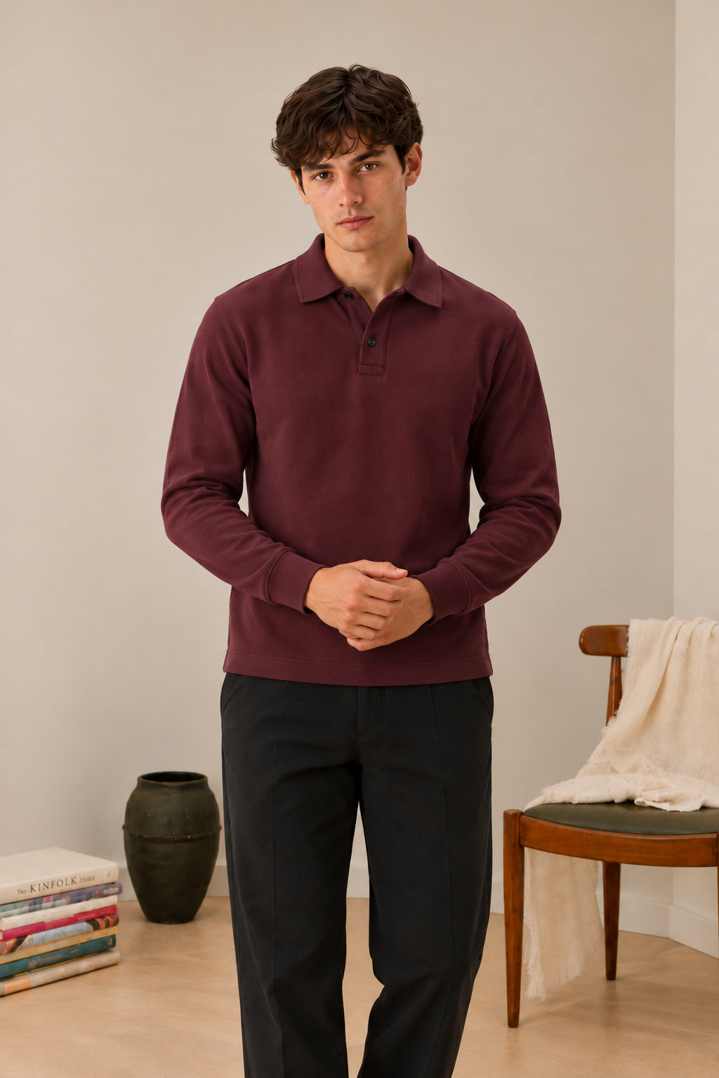 Burgundy Terry Polo