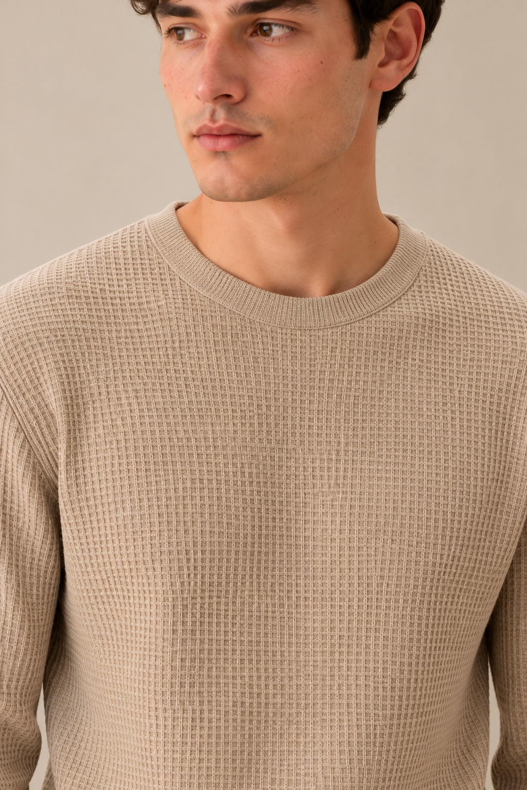 Beige Waffle Knit Tee