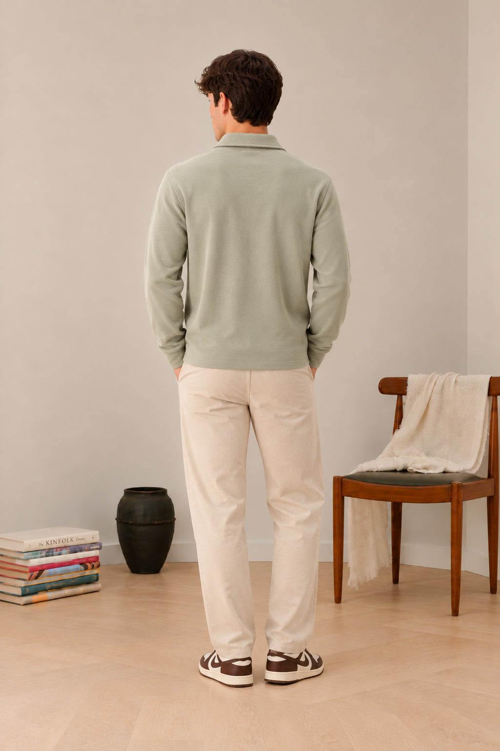 Pishtashio Green Interlock Zip Polo
