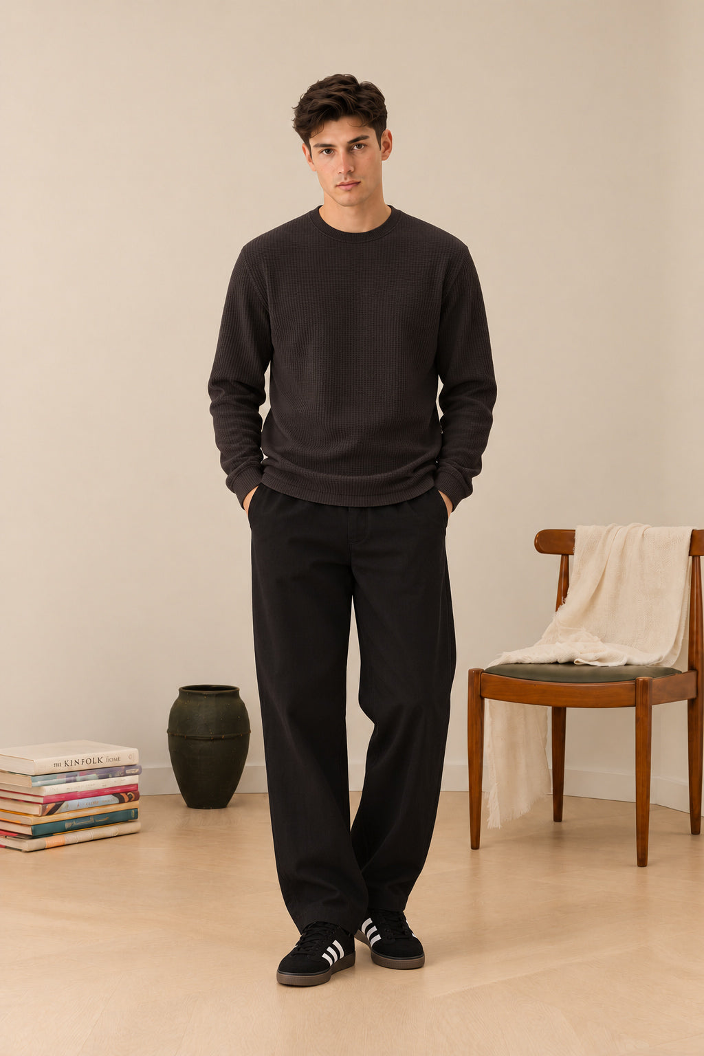 Brown Waffle Knit Tee