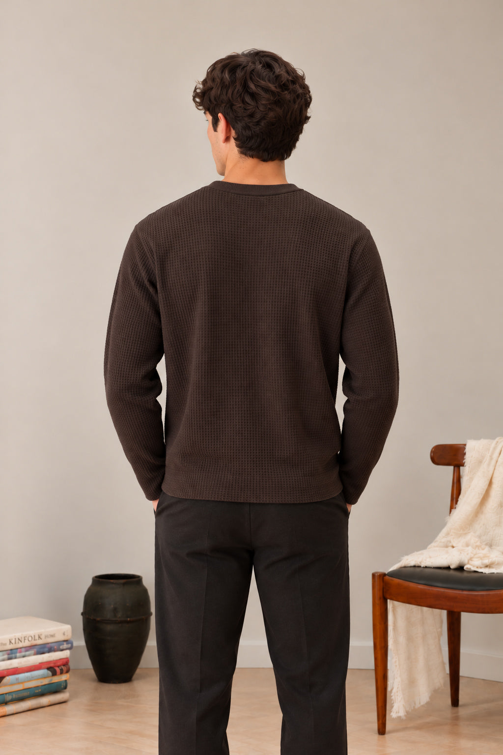 Brown Waffle Knit Tee