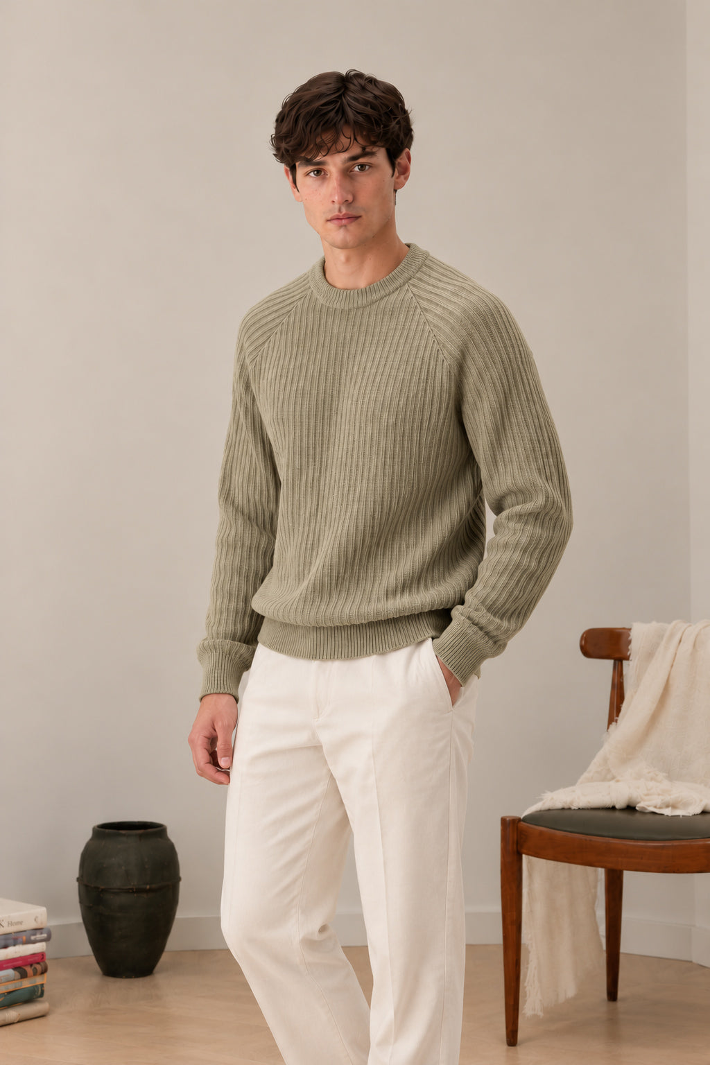 Light Pistachio Raglan Sweater
