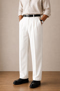 Off-White Double-Pleat Straight Dress Pants