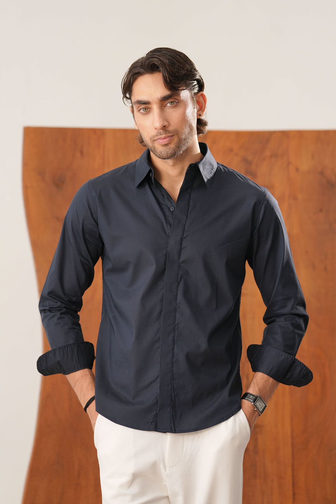 Navy Blue Casual Shirt - Men