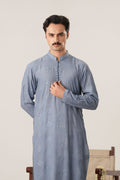 Virsa - Ice Blue Raw Silk Embroidered Kurta Trouser