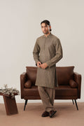 Maahir - Taupe Raw Silk Embroidered Kurta Trouser