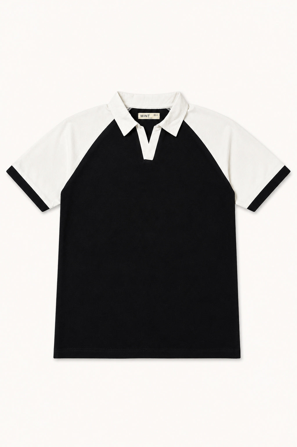 Black & White Contrast Raglan Polo - Men - Men