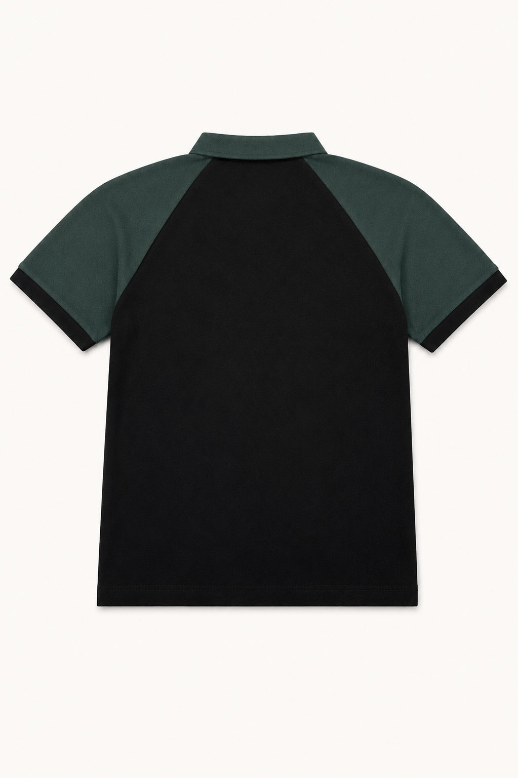 Black & Green Contrast Raglan Polo - Men - Men