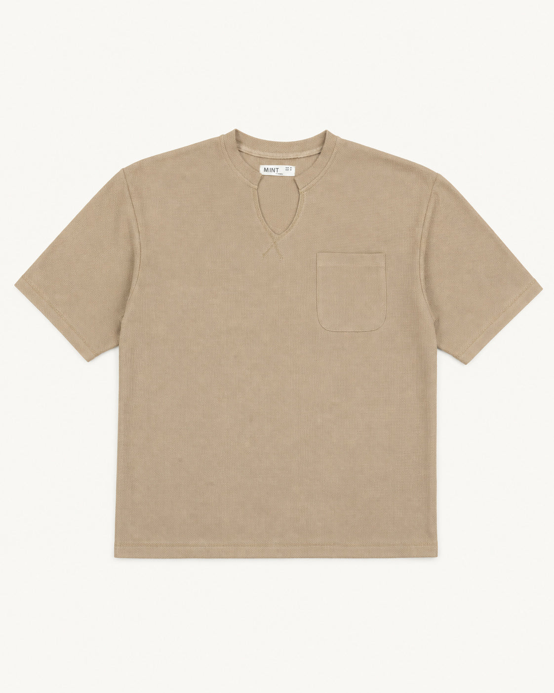 Beige V-neck Henley - Men - Men