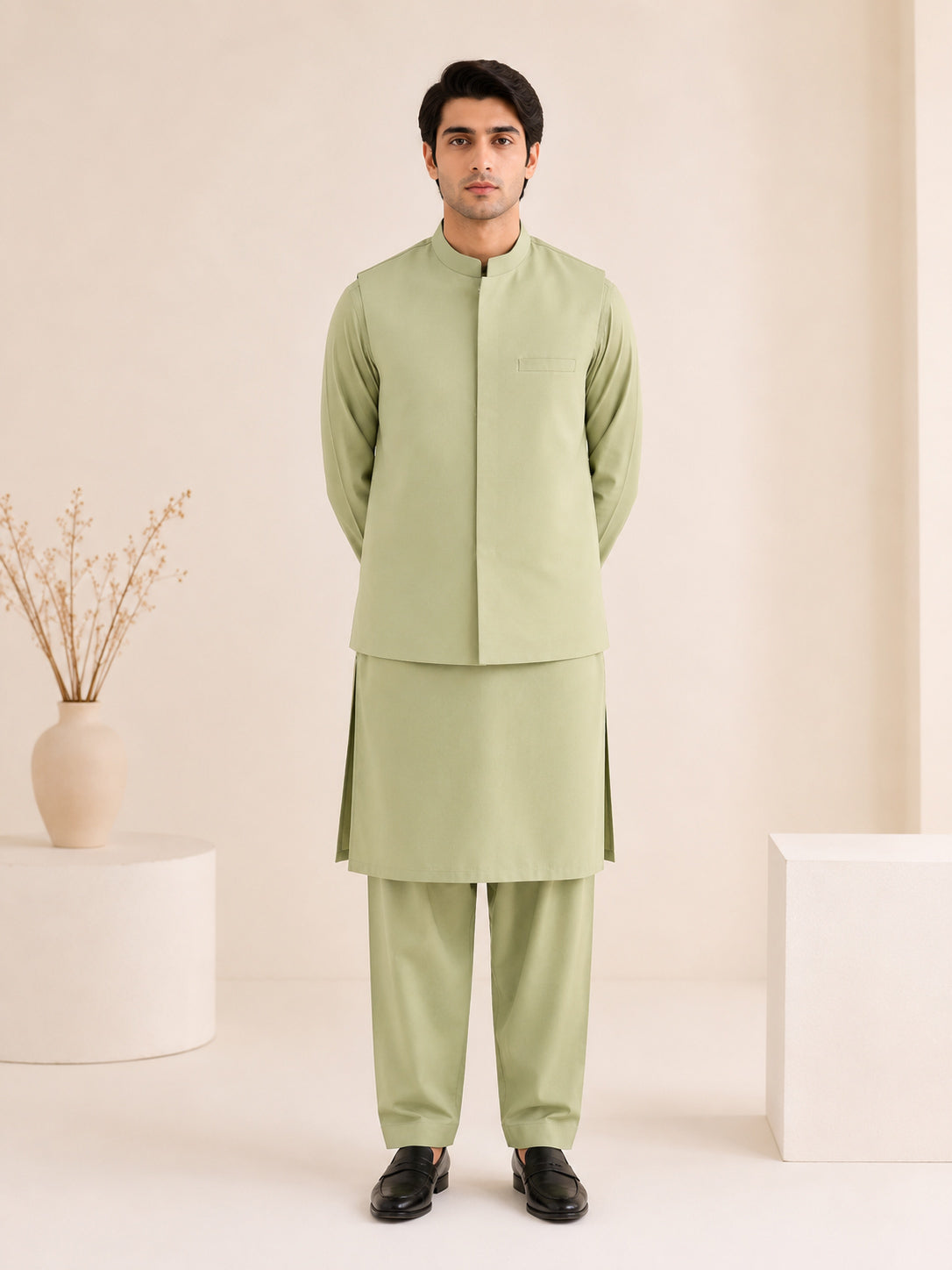Mint Blended Waistcoat - Straigth Cut - Men - Men