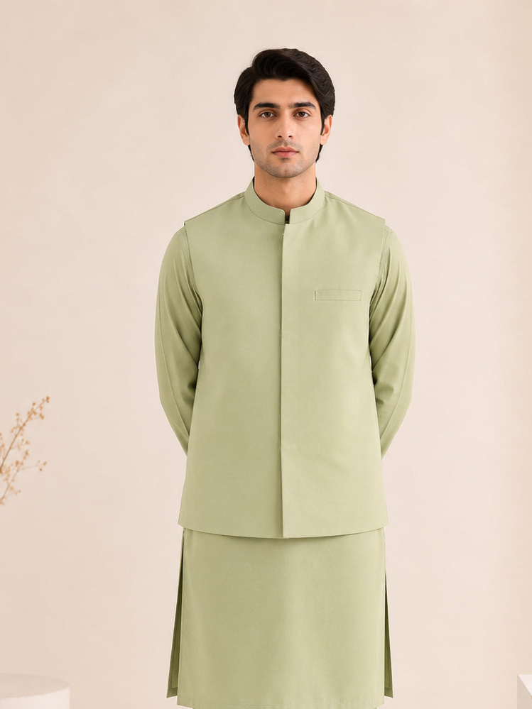 Mint Blended Waistcoat - Straigth Cut - Men - Men