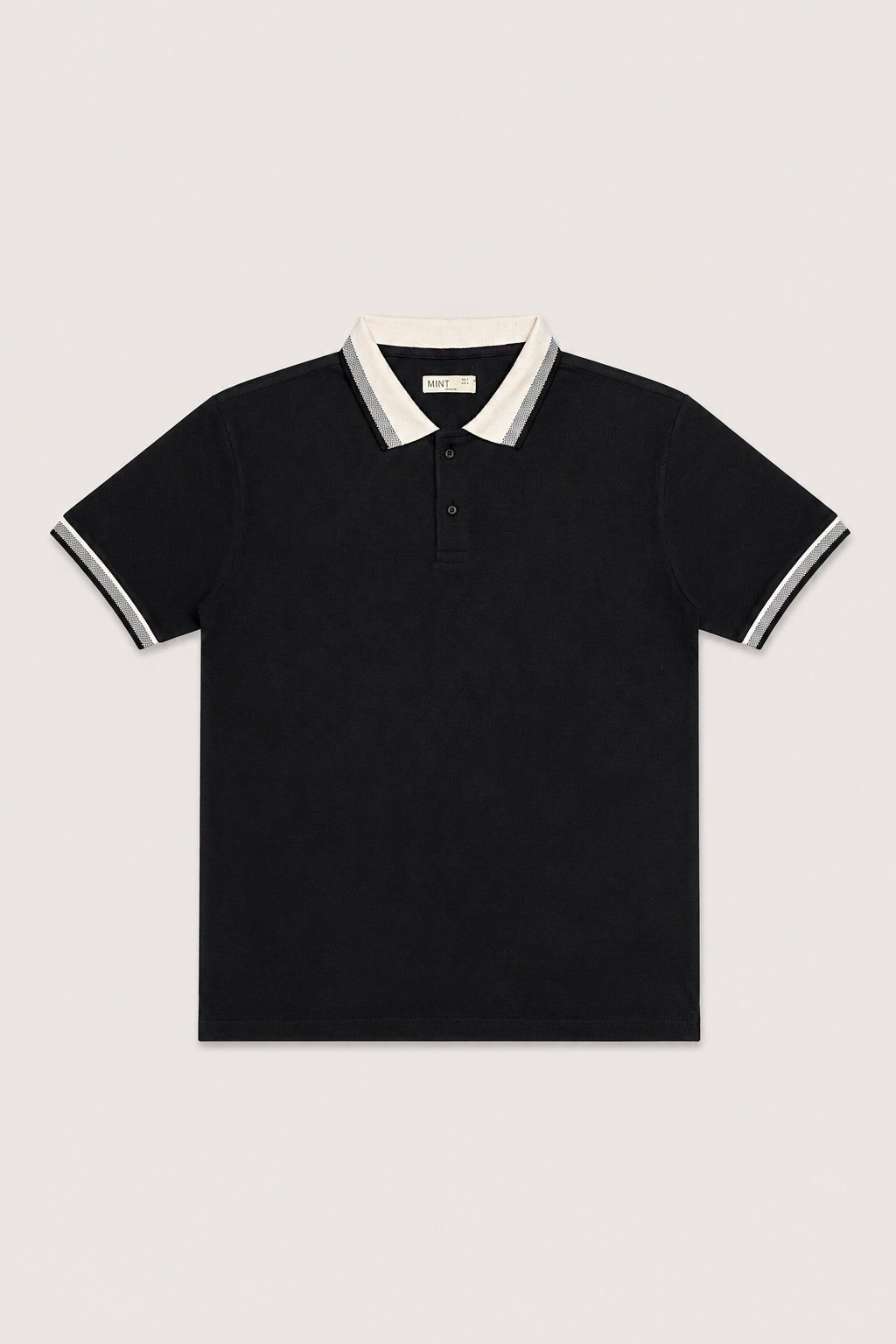 Black Basic Polo - Contrast Collar  - Men