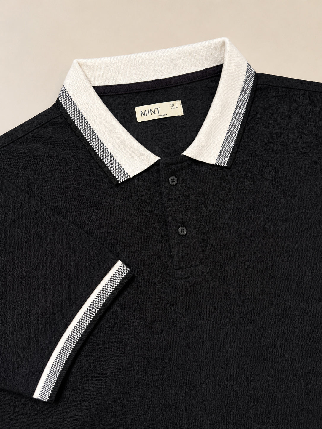 Black Basic Polo - Contrast Collar  - Men
