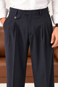 Navy Coin-Pocket Relaxed Dress Pants