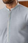 Formal Sky Blue Kurta Shalwar - Collar Neck Embroidered - Men