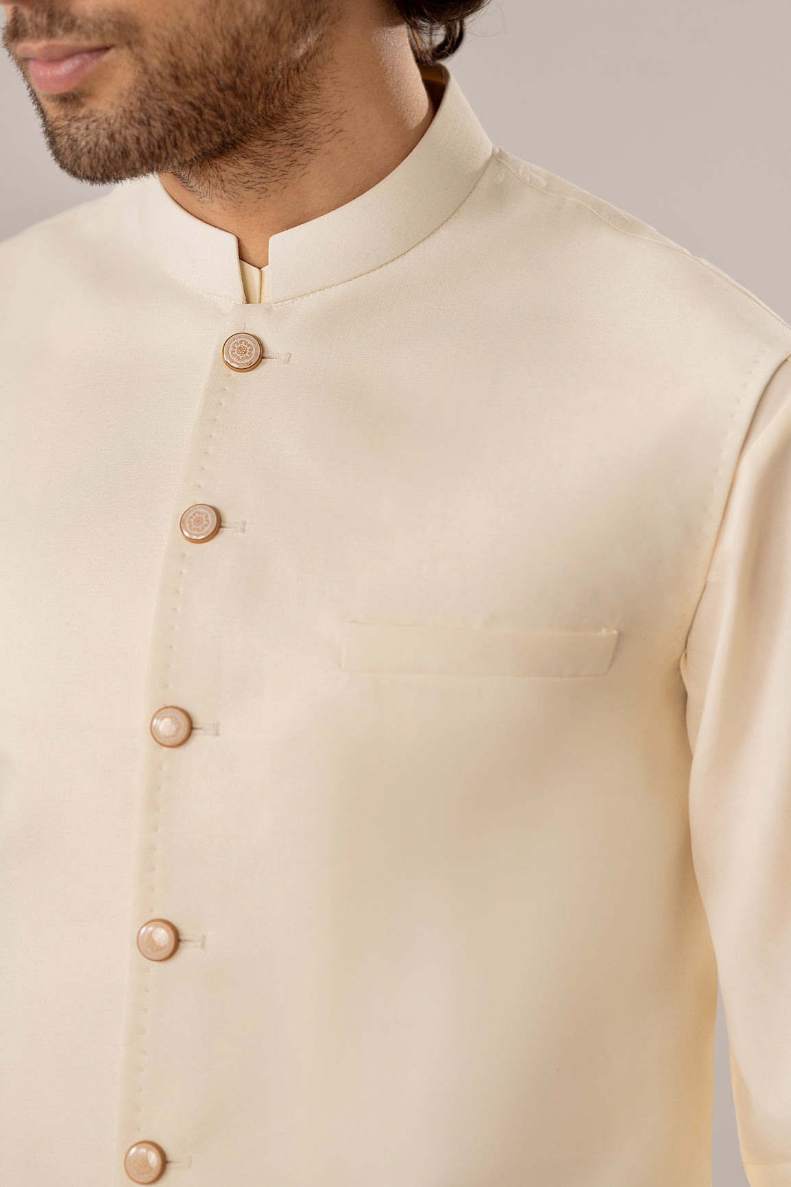 Bosky White Kurta Shalwar with Pick-Stitch Matching Waistcoat - Men - Men