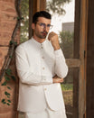 Off White Waistcoat with Ivory Kurta Trouser for Men