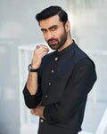 Black Kurta Trouser with Suiting Waistcoat - Round Cut - Men