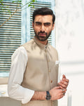 Beige Suiting Waistcoat - Round Cut - Men